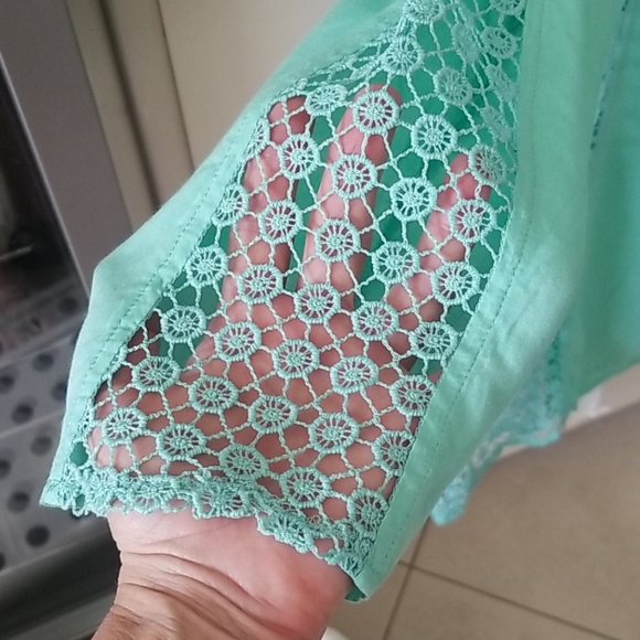 Turquoise Crochet Swim Cover up - Picture 4 of 7